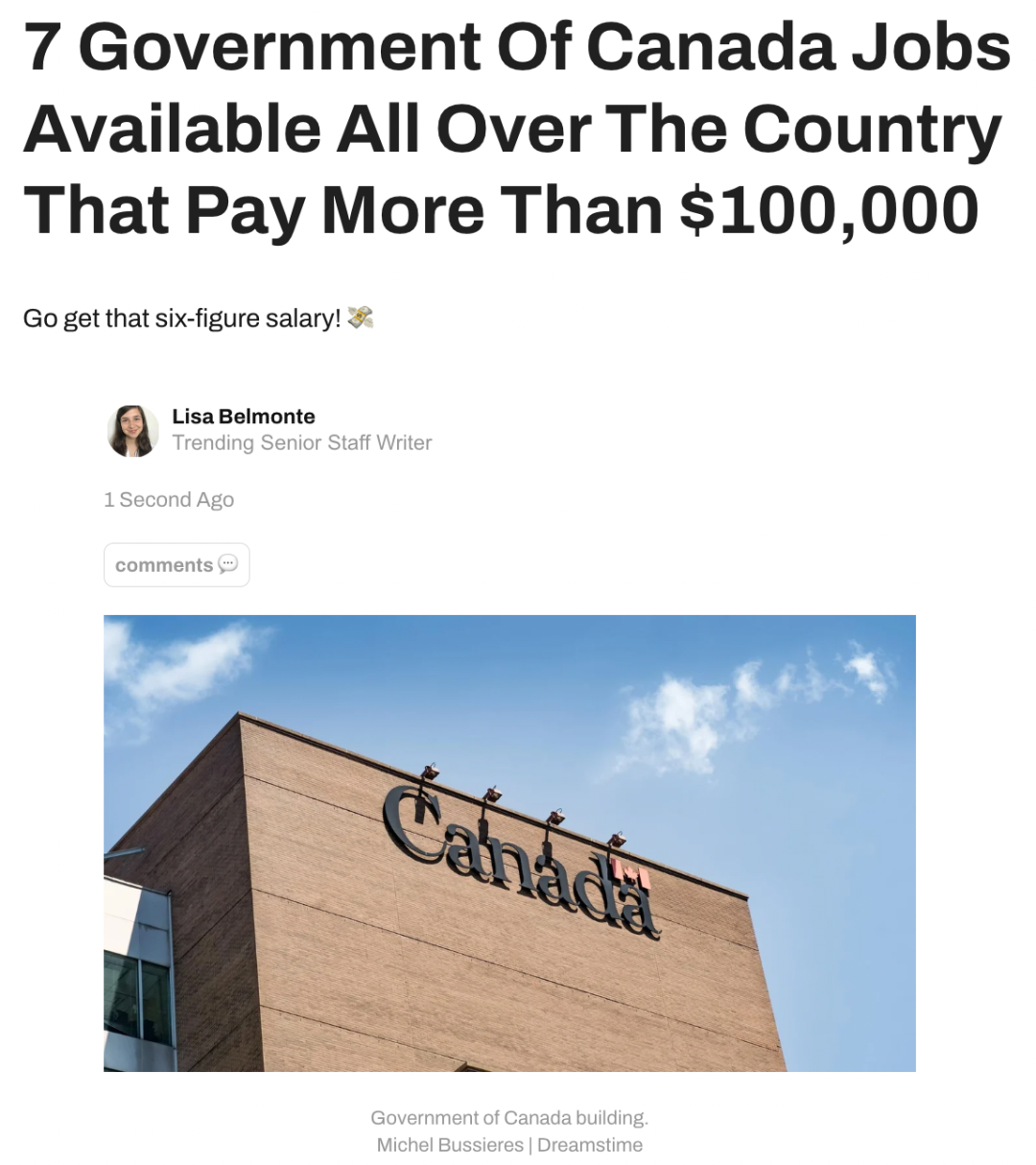 加拿大政府招聘7个职位！年薪最高$20万！不需要双语！