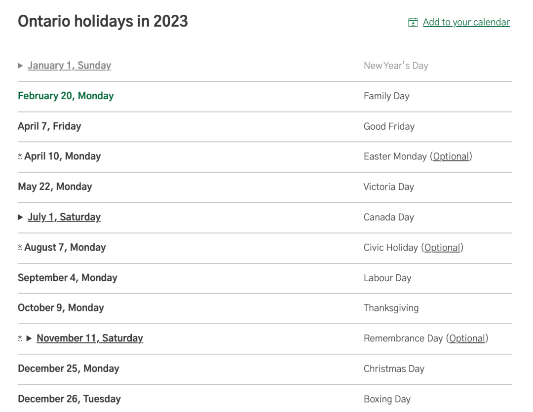 加拿大2023年法定假日大公开！提前做好度假安排！