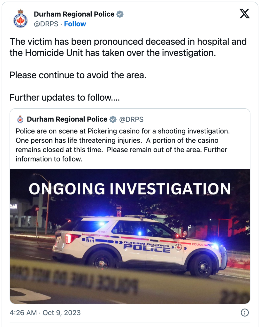 可怕！感恩节血案！Hwy401附近赌场激烈开火！男子死亡！一群嫌犯在逃