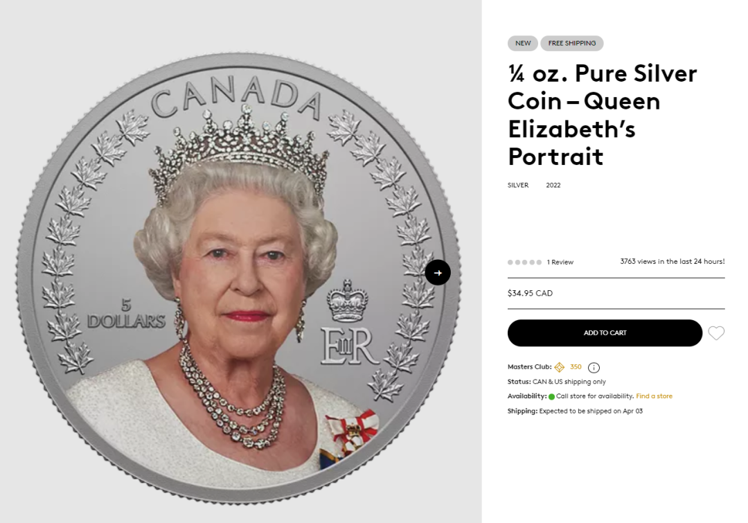 加拿大发行$20加币面值纯银硬币！限量版才5500个！